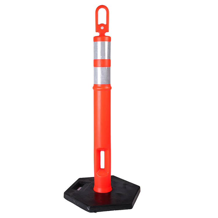 Orange Traffic Delineator Posts Cones with Reflective Collars 