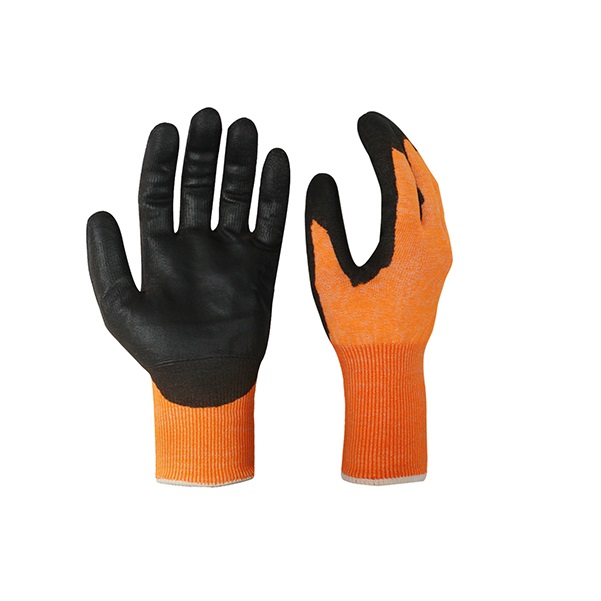 13G Hi-Vis Orange Polyester Safety Gloves With Black Sandy Nitrile Coated SLE-NL002