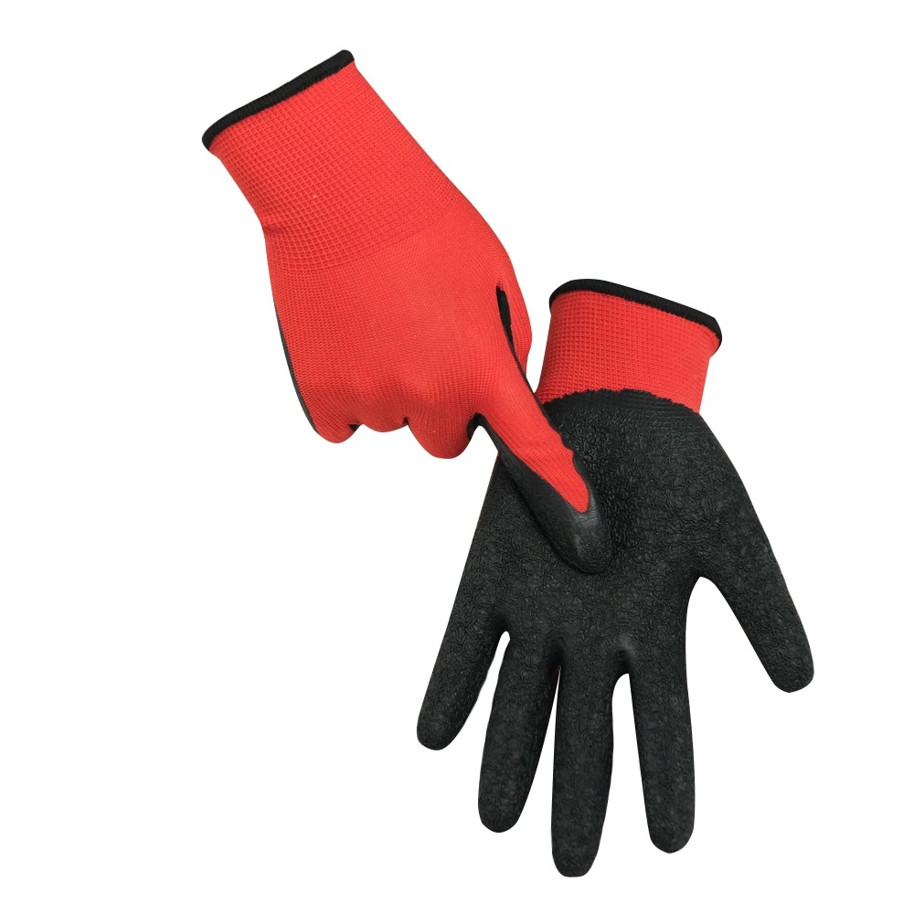 Wrinkle Latex Coated Red 13G Polyester Gloves SLE-LA003