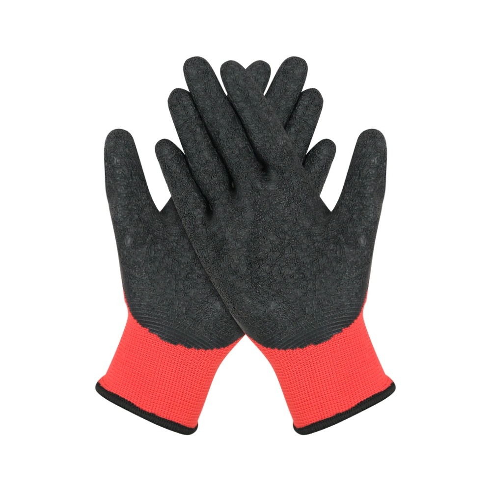 Wrinkle Latex Coated Red 13G Polyester Gloves SLE-LA003