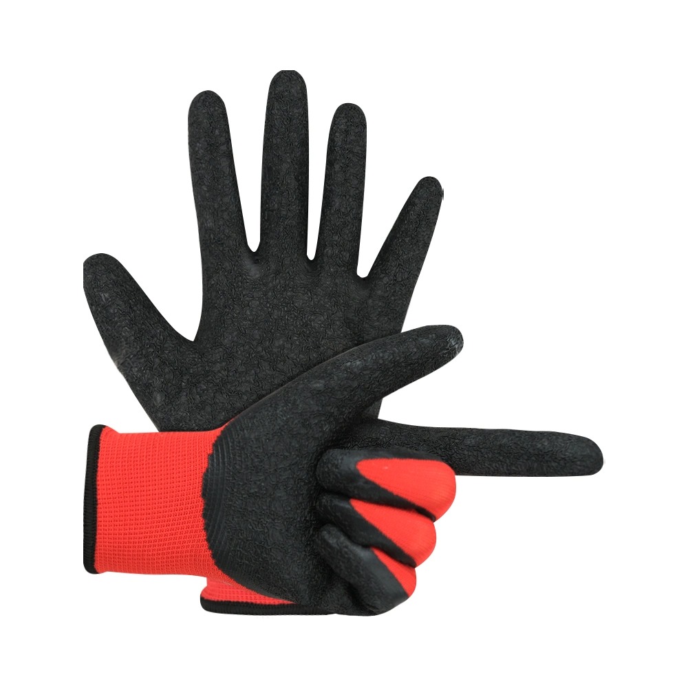 Wrinkle Latex Coated Red 13G Polyester Gloves SLE-LA003