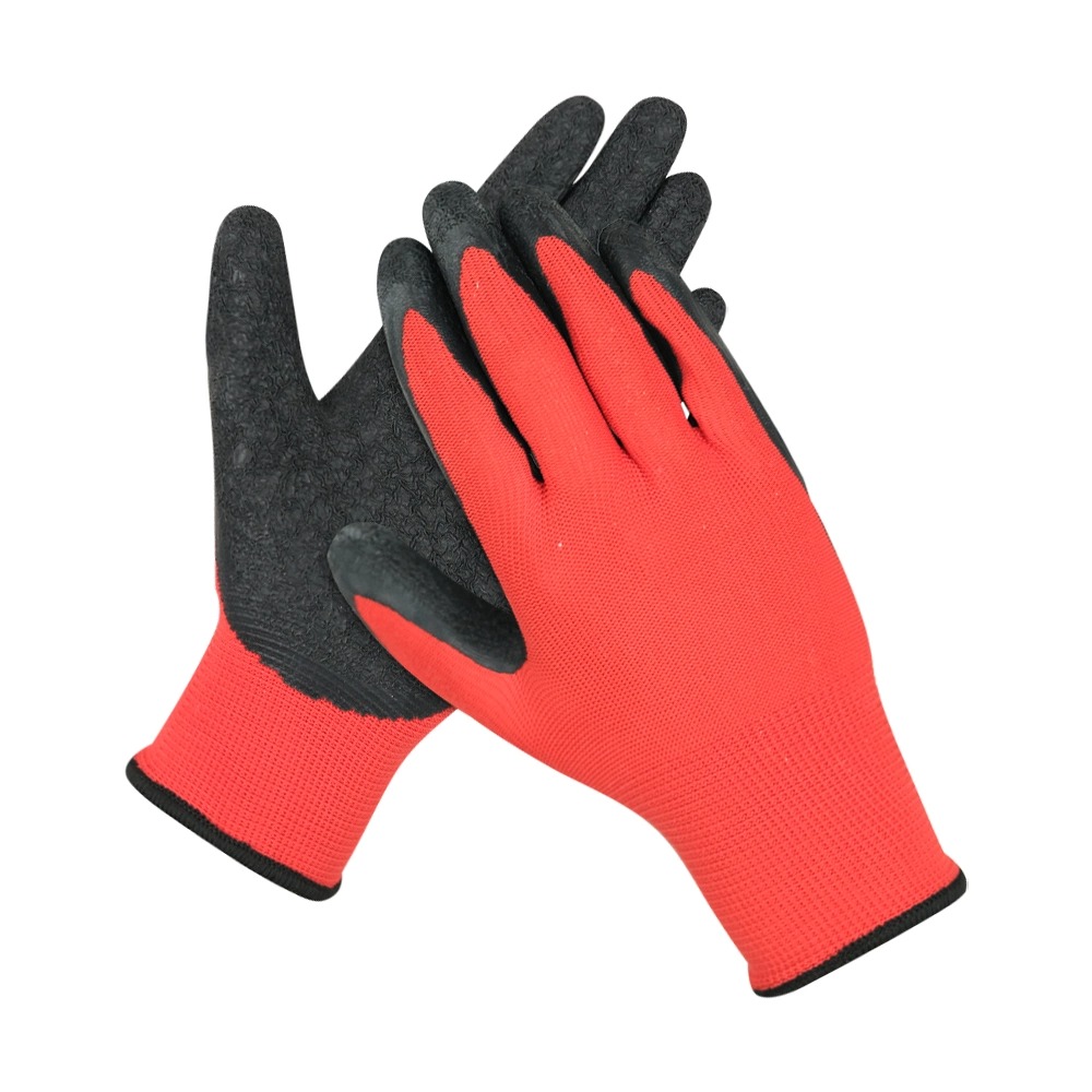 Wrinkle Latex Coated Red 13G Polyester Gloves SLE-LA003