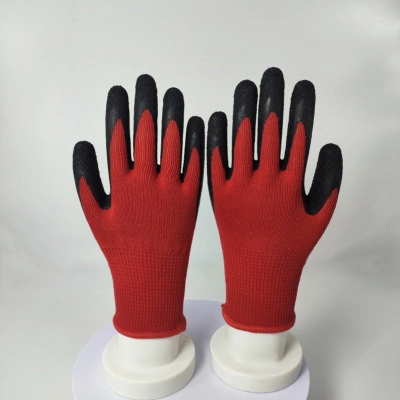 10g T/C Yarn 5 Thread 21s Working Safety Golden Red Poly Cotton Crinkle Latex Gloves SLE-LA001