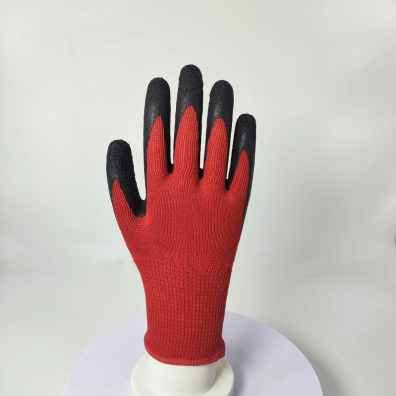 10g T/C Yarn 5 Thread 21s Working Safety Golden Red Poly Cotton Crinkle Latex Gloves SLE-LA001