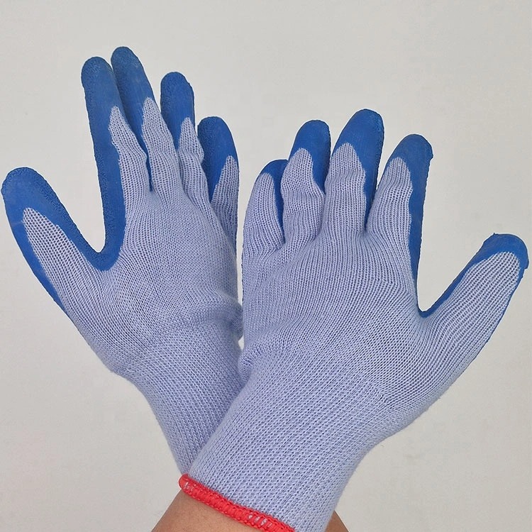 10 Gauged 2 Threads Polycotton Knitted Black Crinkle Latex Palm Coated Gloves SLE-LA002