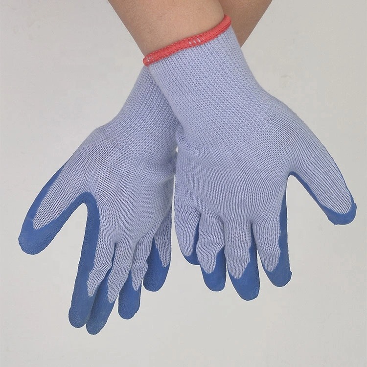 10 Gauged 2 Threads Polycotton Knitted Black Crinkle Latex Palm Coated Gloves SLE-LA002