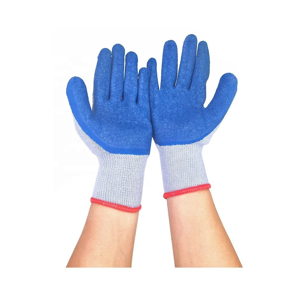 10 Gauged 2 Threads Polycotton Knitted Black Crinkle Latex Palm Coated Gloves SLE-LA002