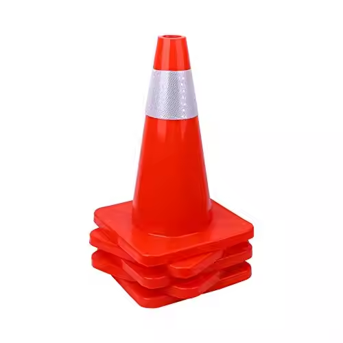 18'' Traffic Safety Cones with Reflective Collars Durable PVC orange Construction Road Cones 