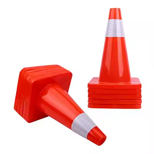 18'' Traffic Safety Cones with Reflective Collars Durable PVC orange Construction Road Cones 