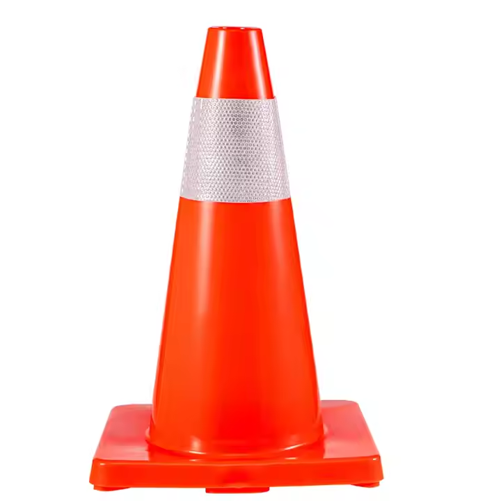 18'' Traffic Safety Cones with Reflective Collars Durable PVC orange Construction Road Cones 