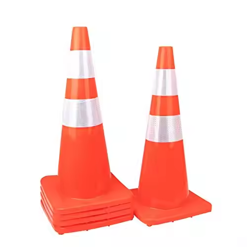28'' Traffic Safety Cones Road Cones Fluorescent Orange with Reflectivebands for Construction