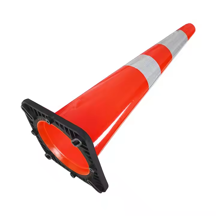 36'' height PVC traffic cone With Black Base and 3 pcs ReflectiveTapes wind-resistant durable Cone