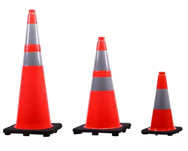 36'' Height PVC Traffic Road Cone Fluorescent Orange Cone with Black Base