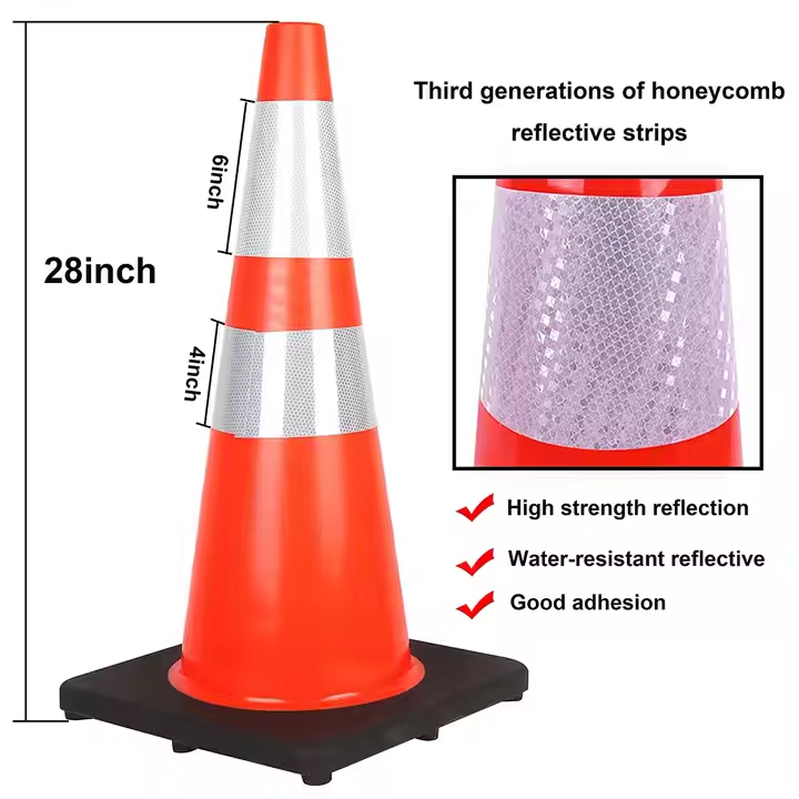 Manufacture Top Sale 70 cm Road Cone Flexible PVC Safety Used Traffic Cone