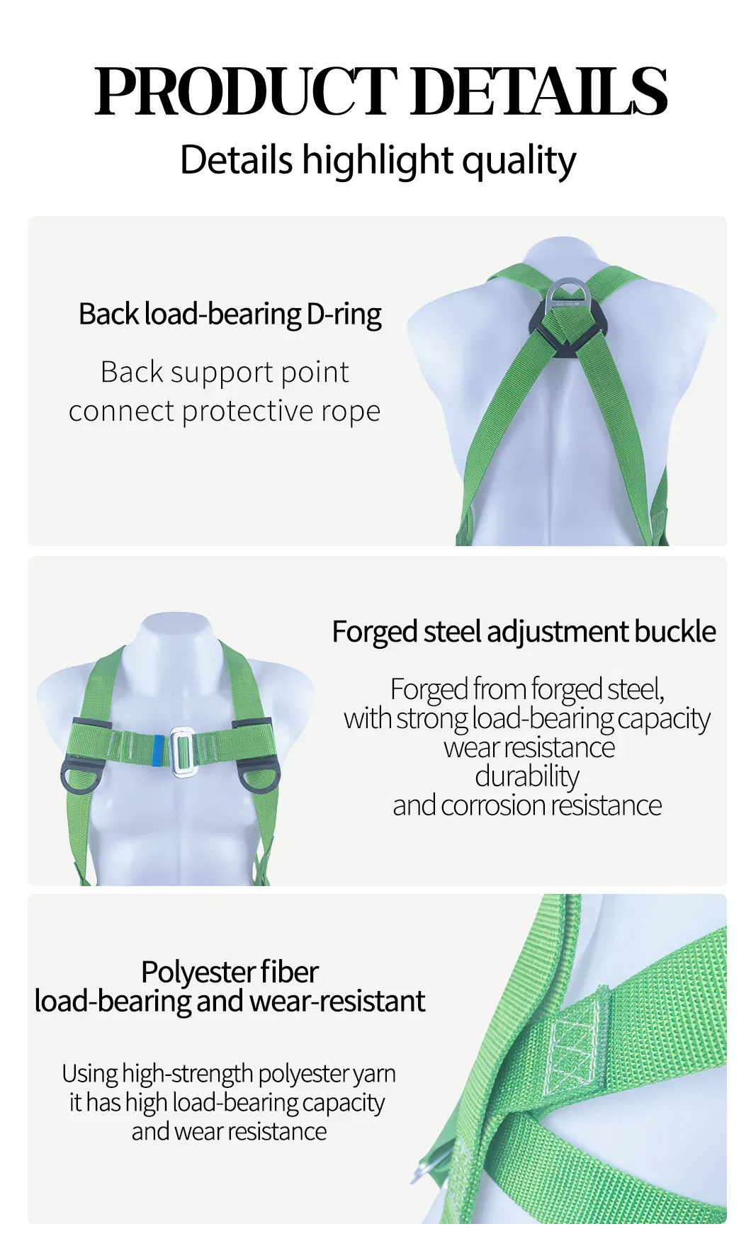Five-Point Green Full-Body Safety Harness SLE-SHBD013