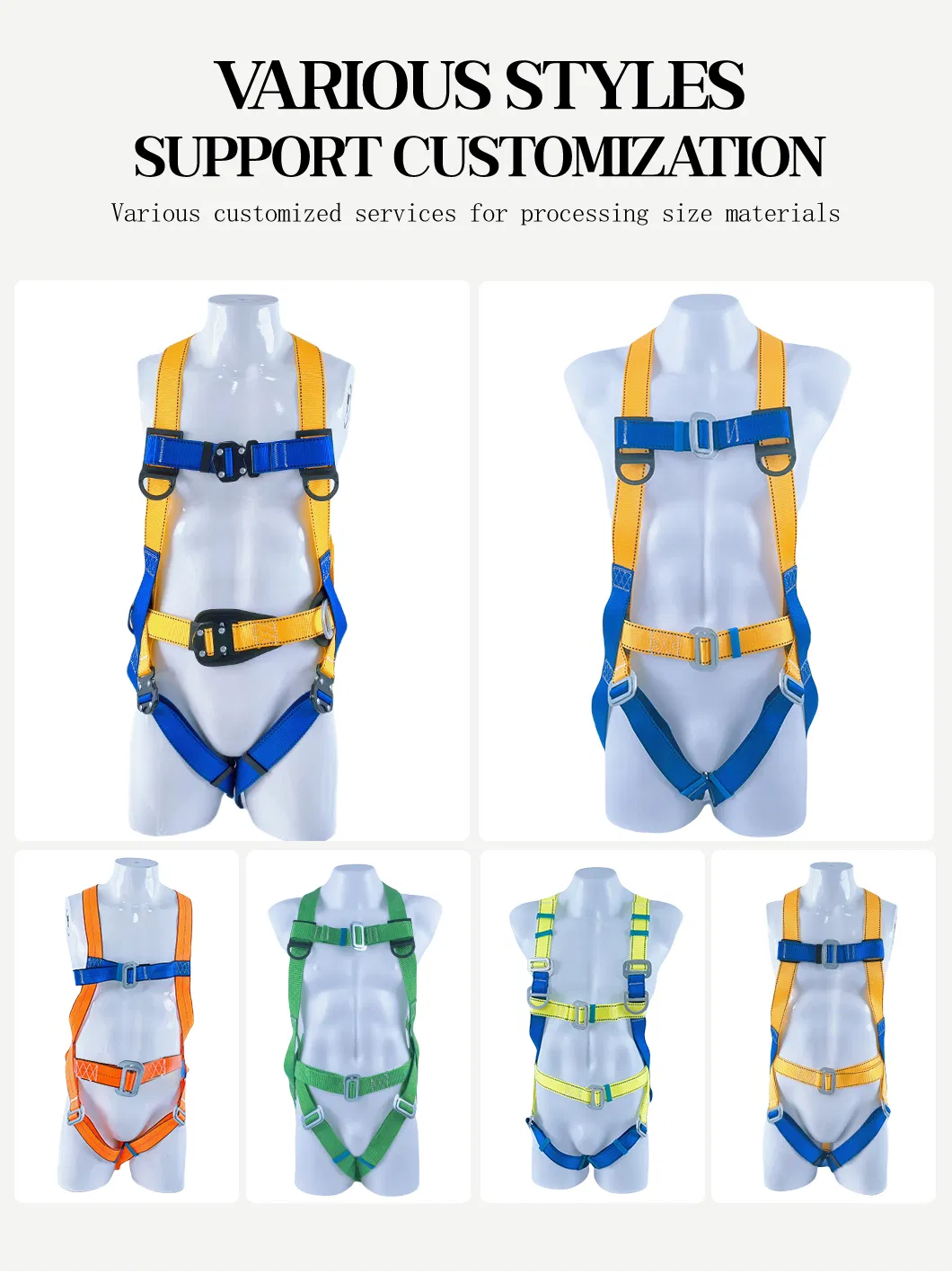 Polyester Five-Point Blue Yellow Full-Body Harness SLE-SHBD014