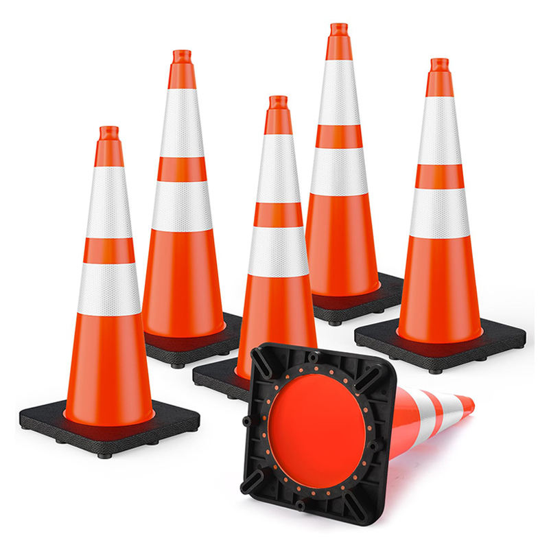 PVC Traffic Cone with Black Base | One-Piece